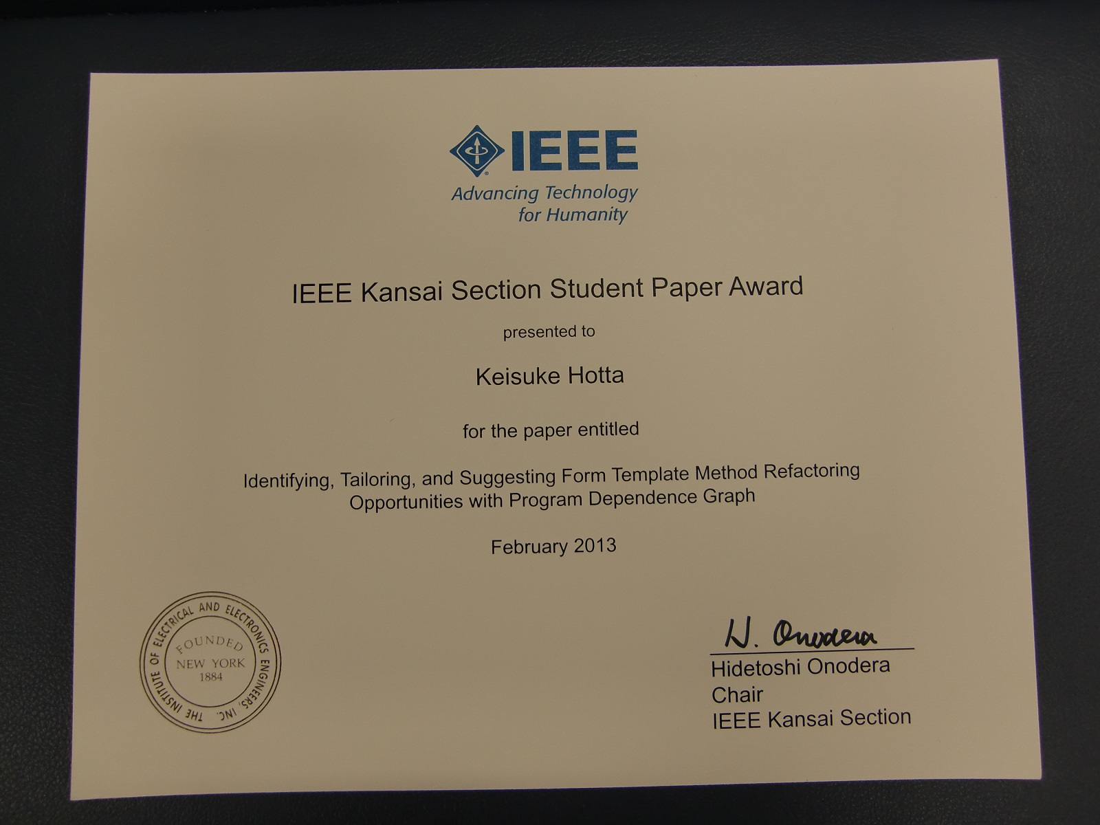20130212_ieee-student-award_k-hotta_certificate.jpg